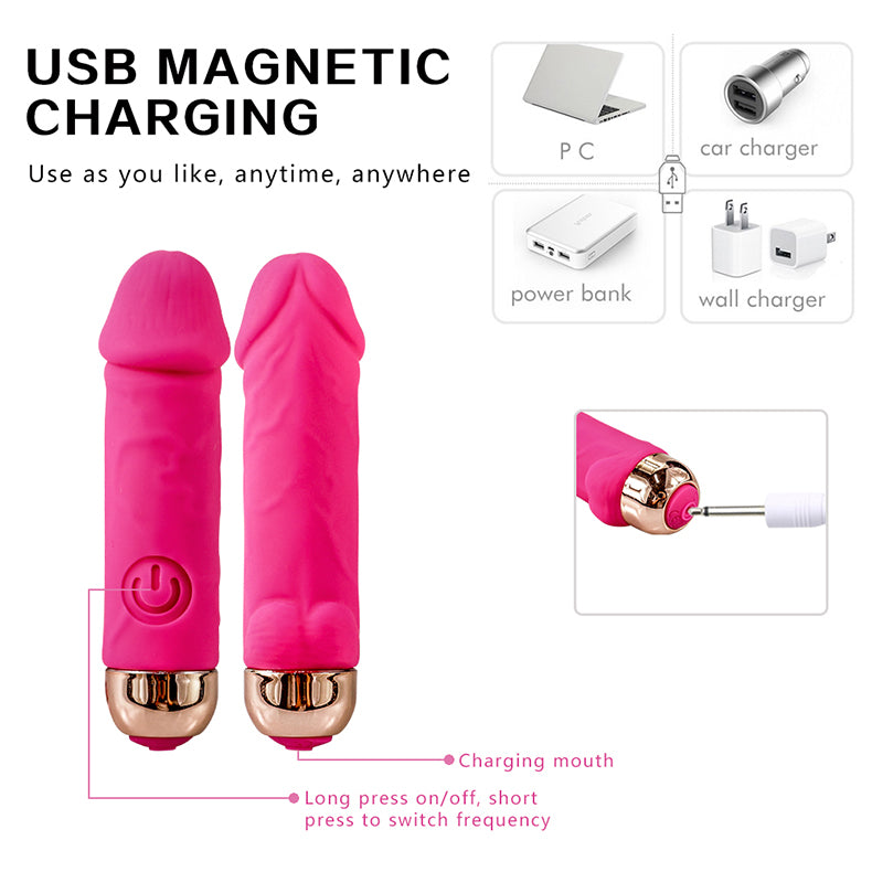 Youngwill-Realistic Mini Dildo Bullet Vibrator