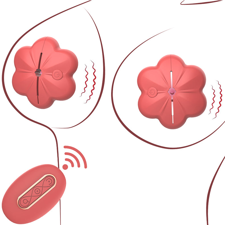 Youngwill-Red Flower Remote Control Breast Vibrator Nipple Clamp