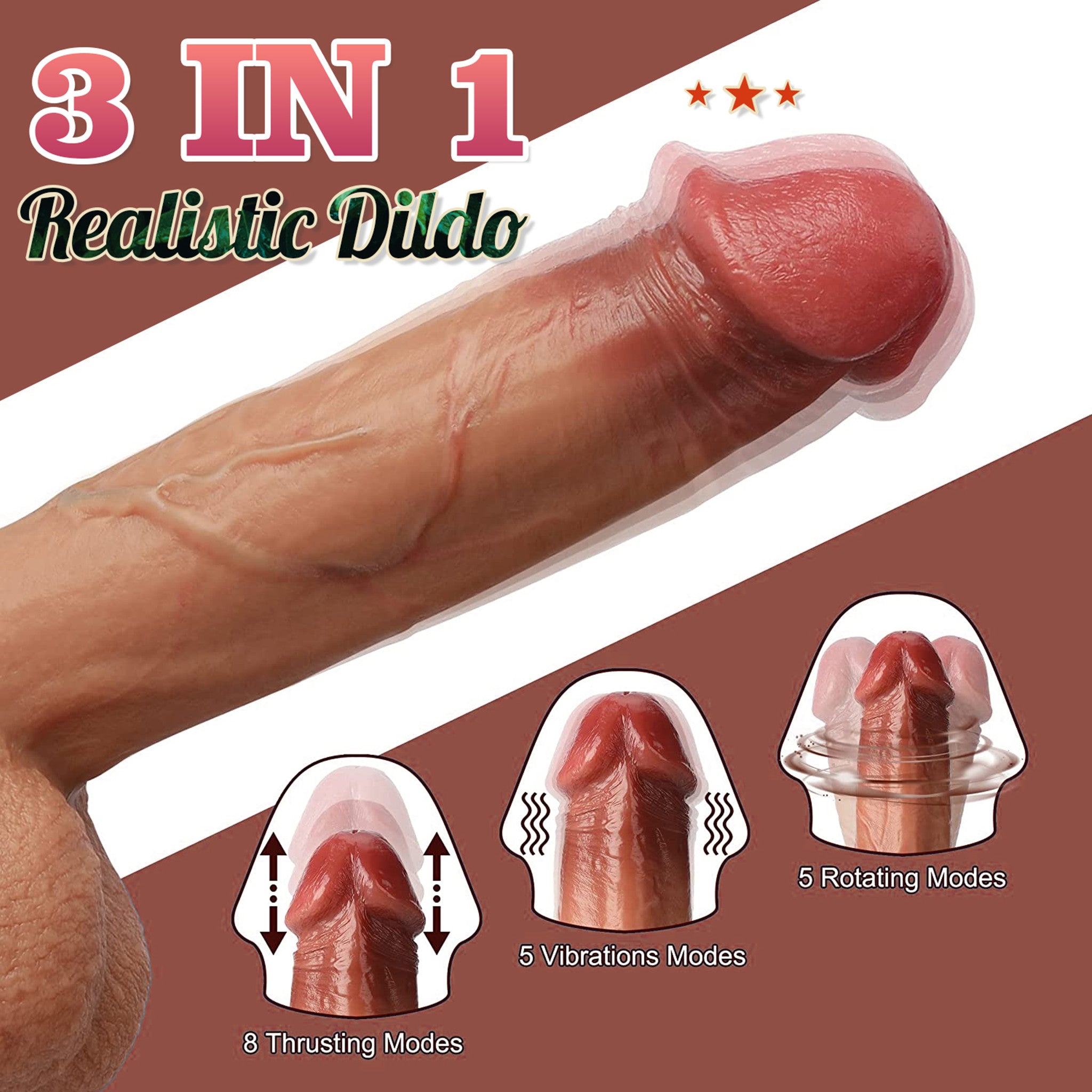 Heating Telescopic Dildo for Women-function display