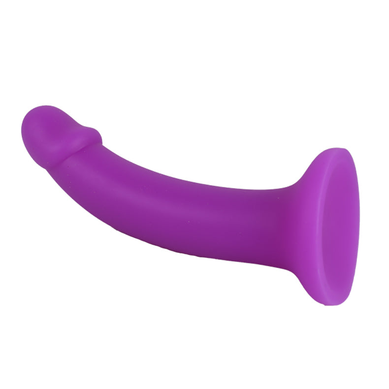 Rainbow Silicone Dildo-side lying purple