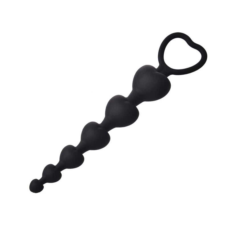 Youngwill--Anal Beads Silicone Anal Chain Link with 6 Heart Ball
