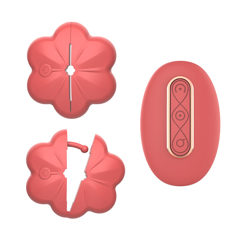 Youngwill-Red Flower Remote Control Breast Vibrator Nipple Clamp