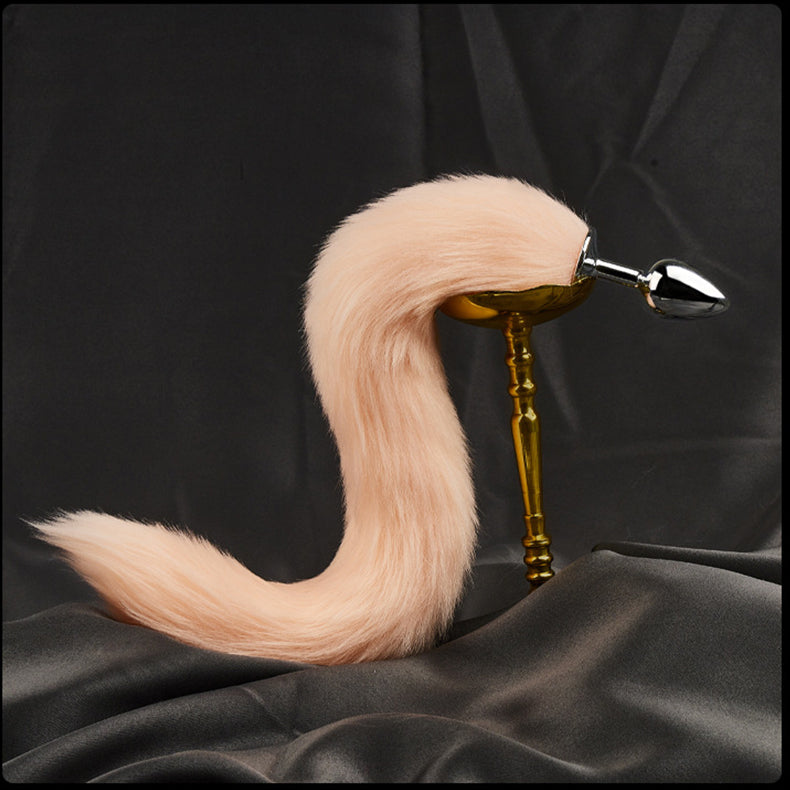 Fox Tail Metal Butt Plug-orange side view 2