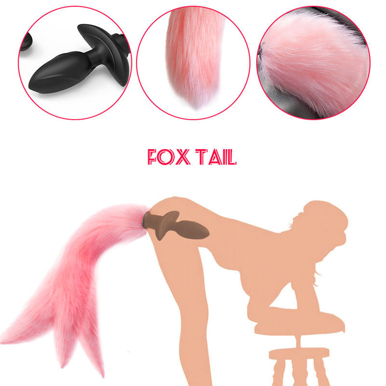 Fox Tail Anal Plug Vibrator SM Sex Toy close up