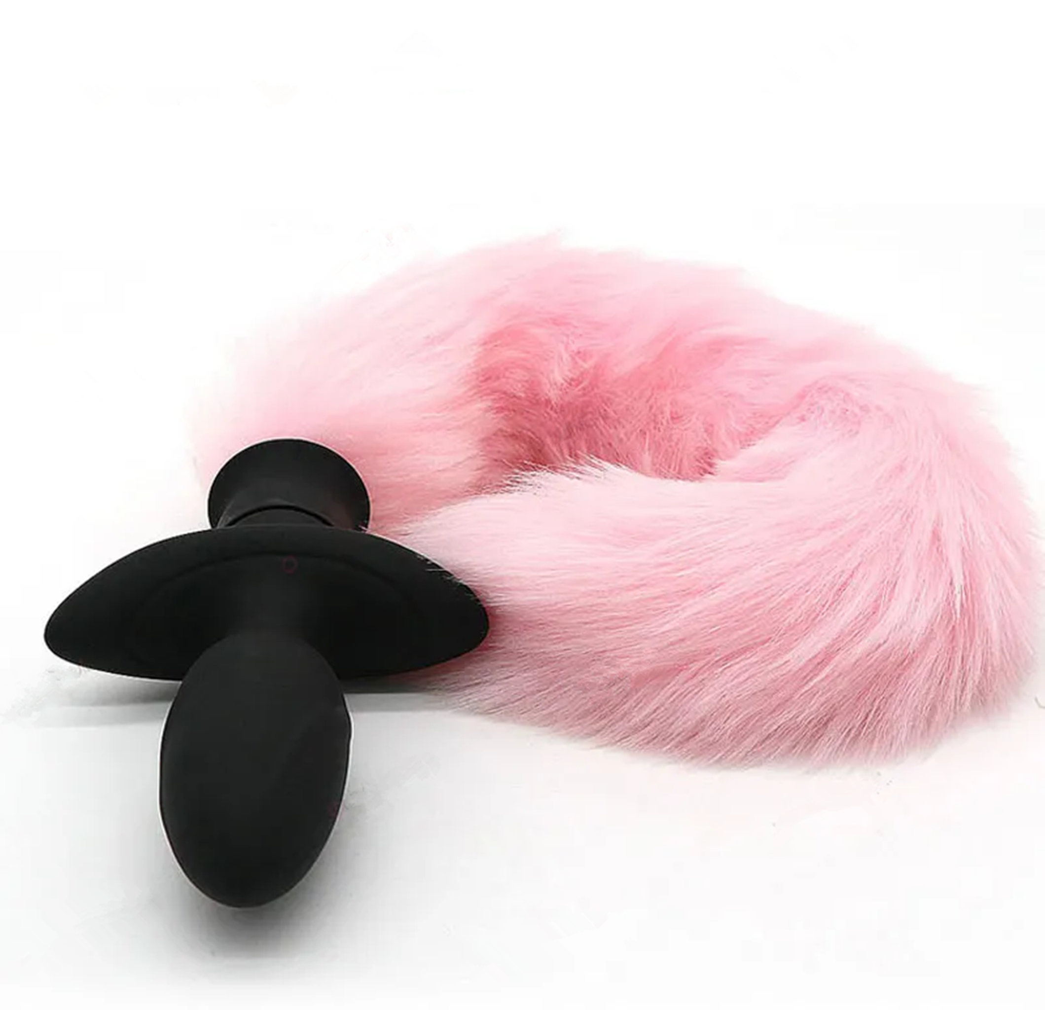 Anal Plug Vibrator With Fox Tail-pink front view