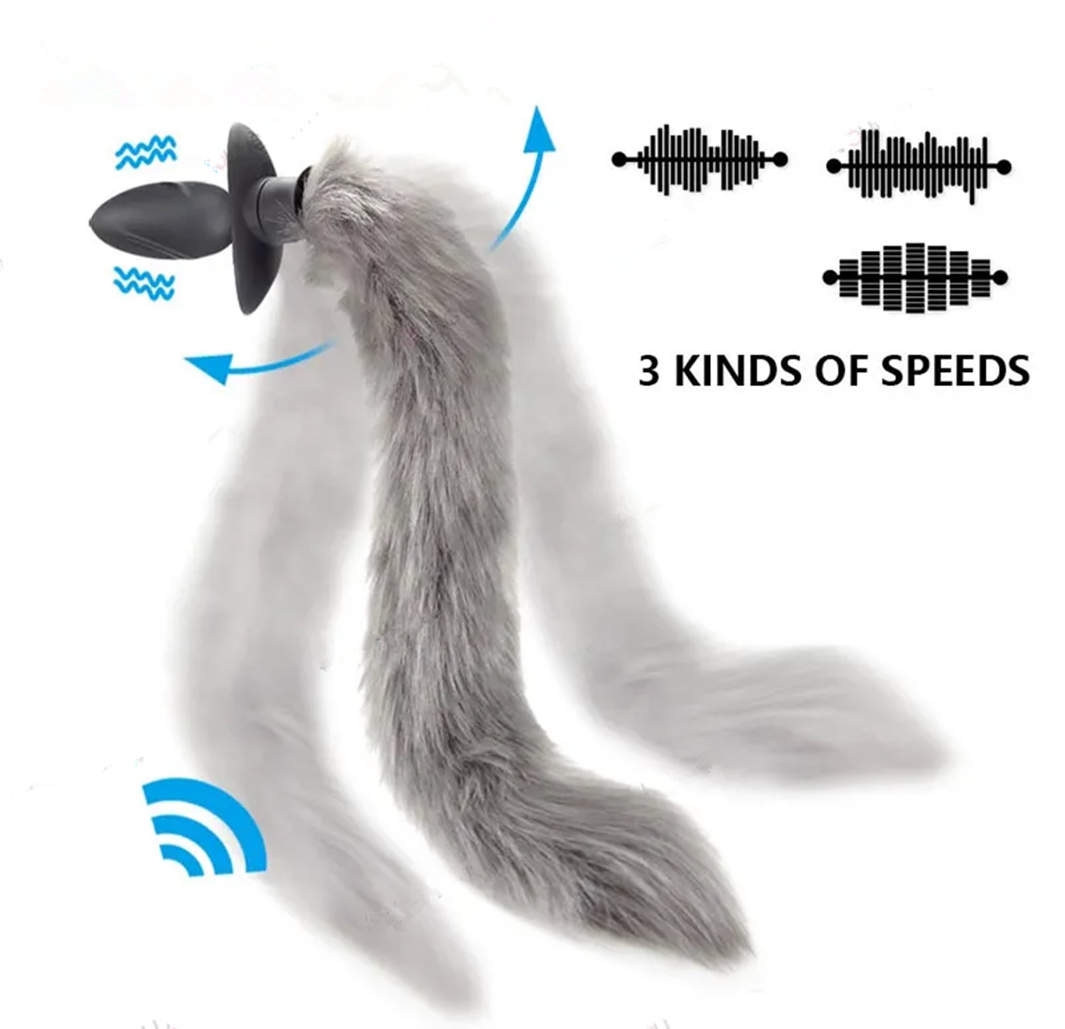 Anal Plug Vibrator With Fox Tail speed