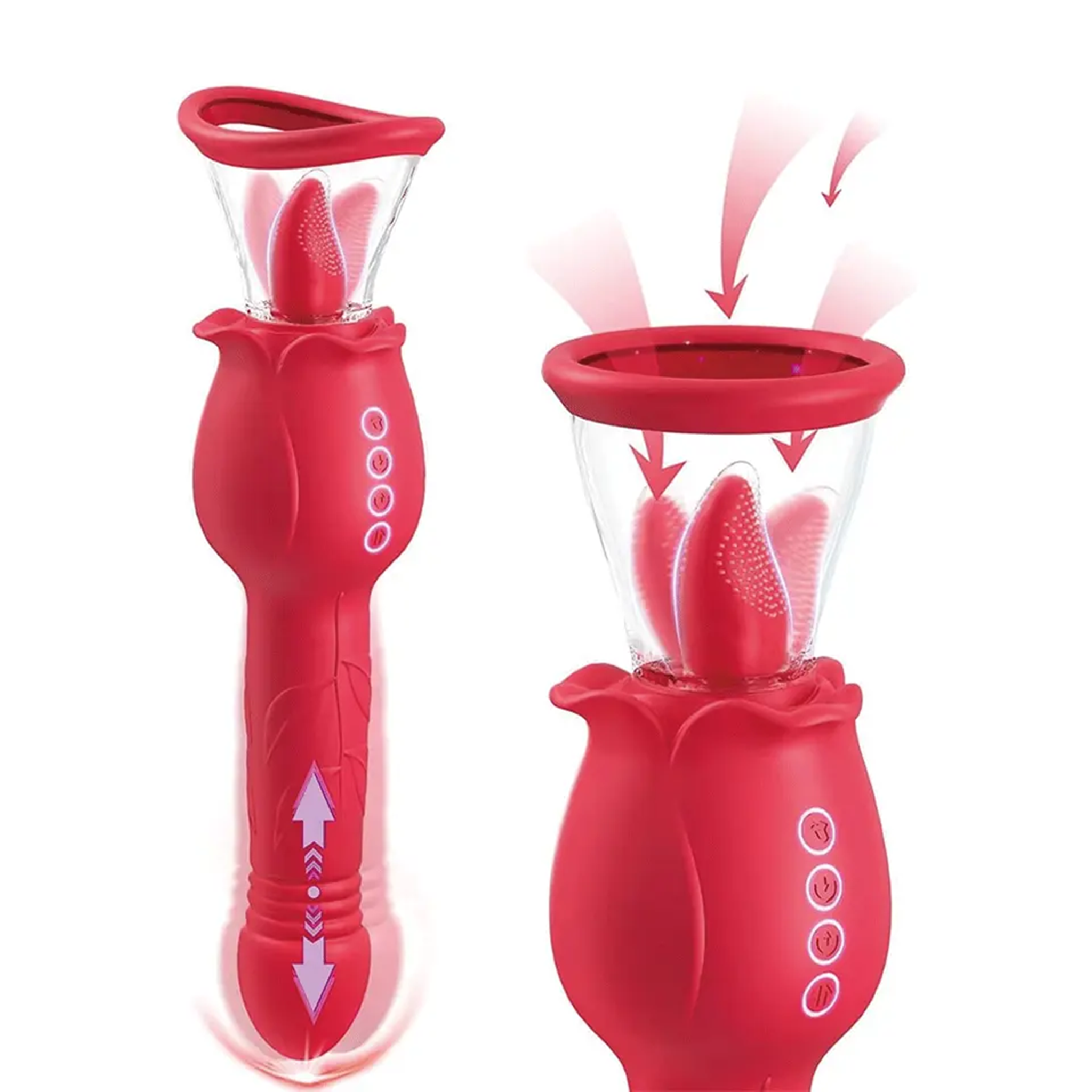 Youngwill 3 in 1 Rose Dildo Vibrator with Suction Cups