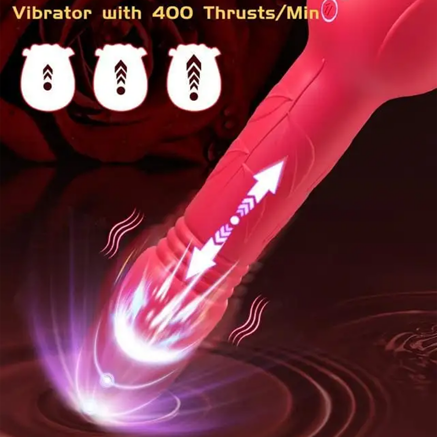Youngwill 3 in 1 Rose Dildo Vibrator with Suction Cups