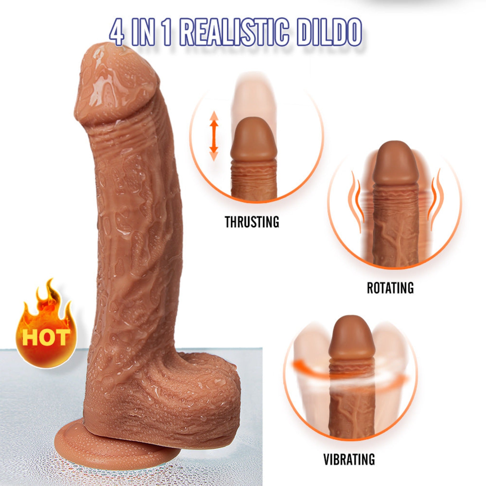 New Automatic Telescopic Heatable Realistic Dildo  Advertising map 2