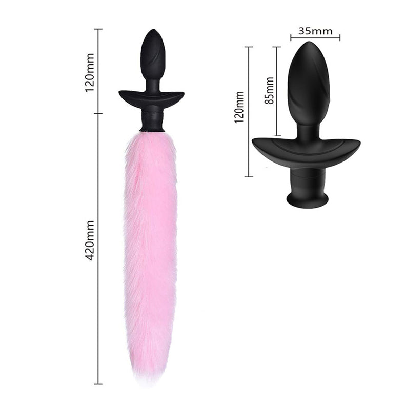 Fox Tail Anal Plug Vibrator SM Sex Toy size