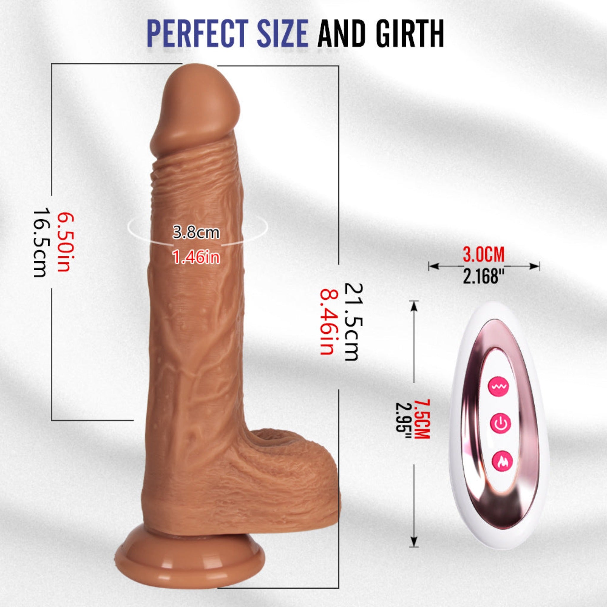 New Automatic Telescopic Heatable Realistic Dildo size