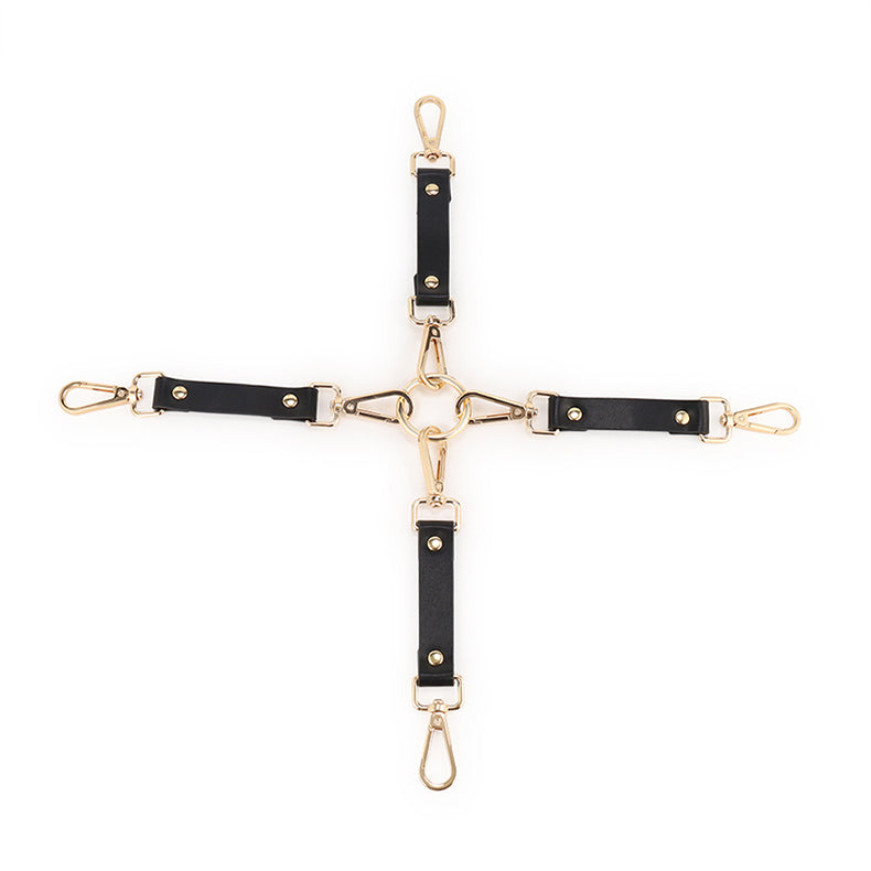 Genuine Leather Bondage SM 9-piece Sex Toy Set-cross buckles