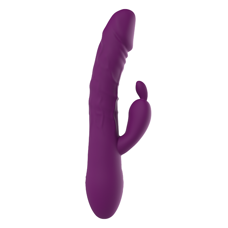 Rabbit Dildo Vibrator Dual Motor Impact G-spot Vibrator-side view-purple