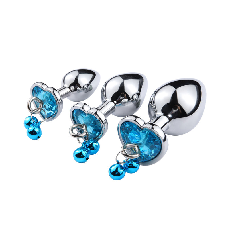 Metal Anal Plug With Crystal Jewelry all Front view blue 