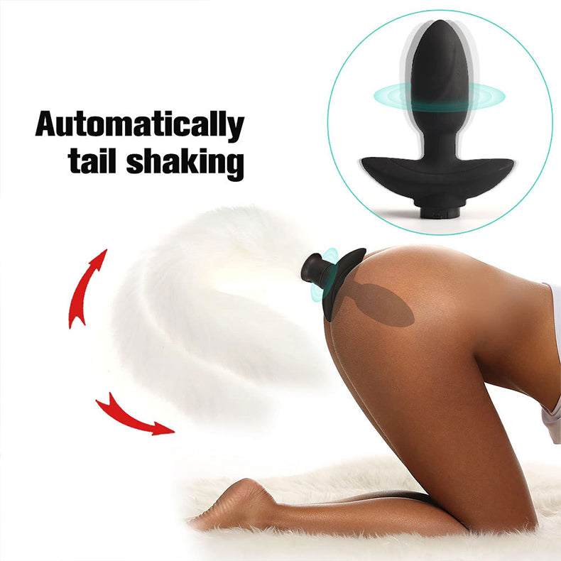 Fox Tail Anal Plug Vibrator SM Sex Toy shaking function