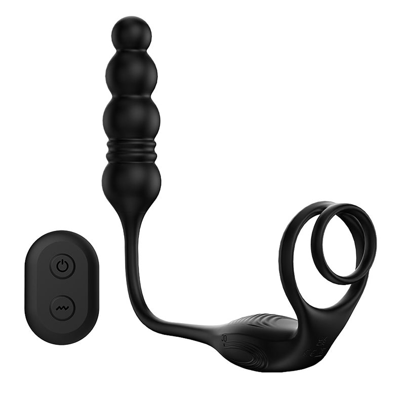 Spherical Vibrating Anal Plug with Penis Ring-display