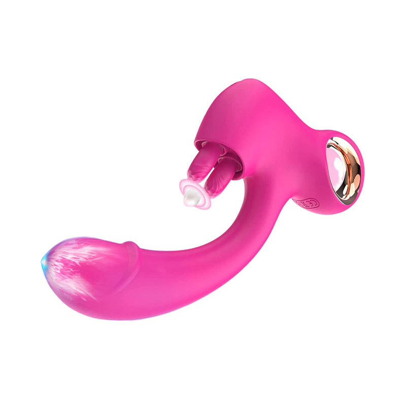 G Spot Dildo Vibrator with 2 Tongue Clit Licker main image