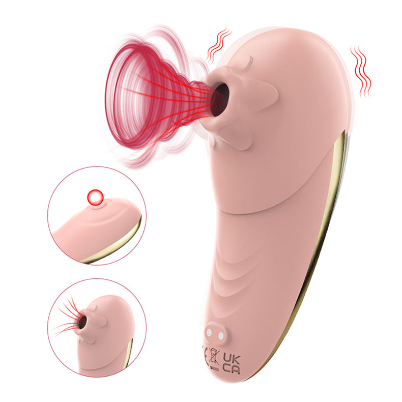 2-in-1 Sucking and Slapping Vibrator Pink function display diagram