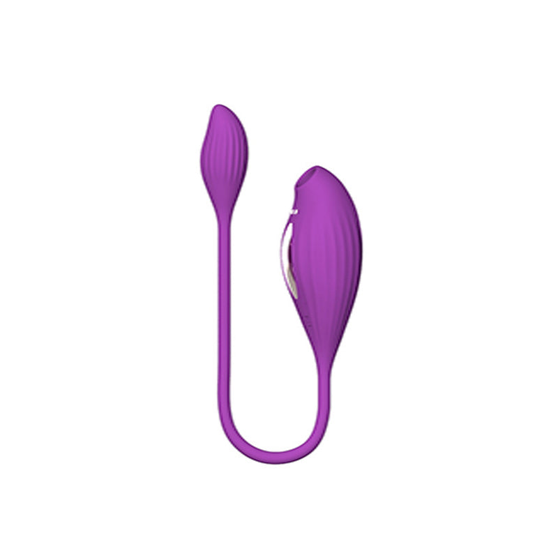 Double-ended Love Egg Vibrator-side view-purple