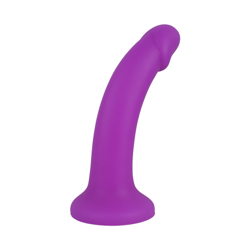 Rainbow Silicone Dildo-side view1-purple