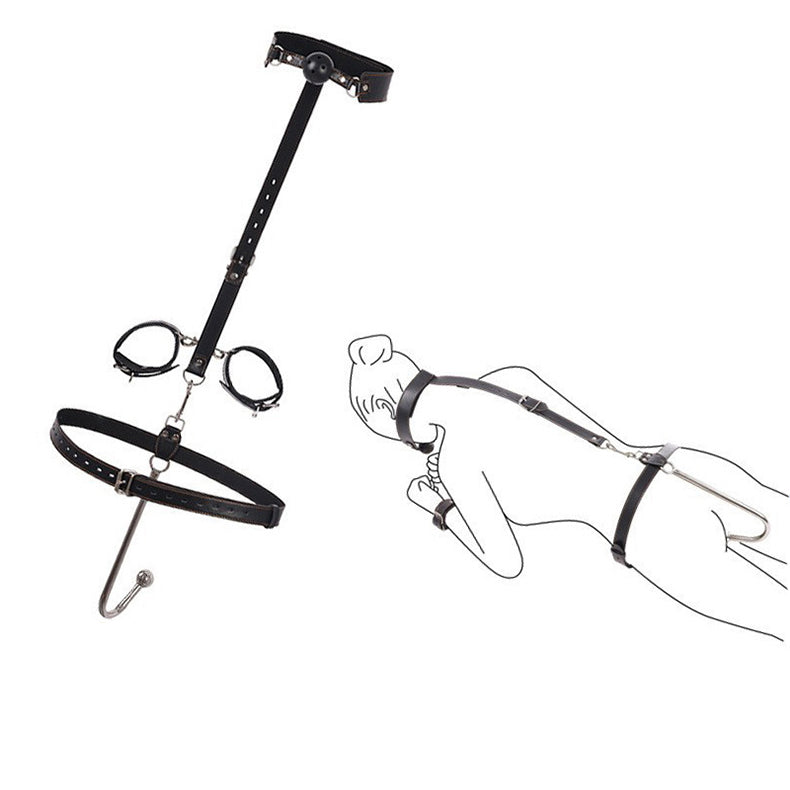 Youngwill Sexy Anal Hook Set with Restraint Gag and Handcuffs