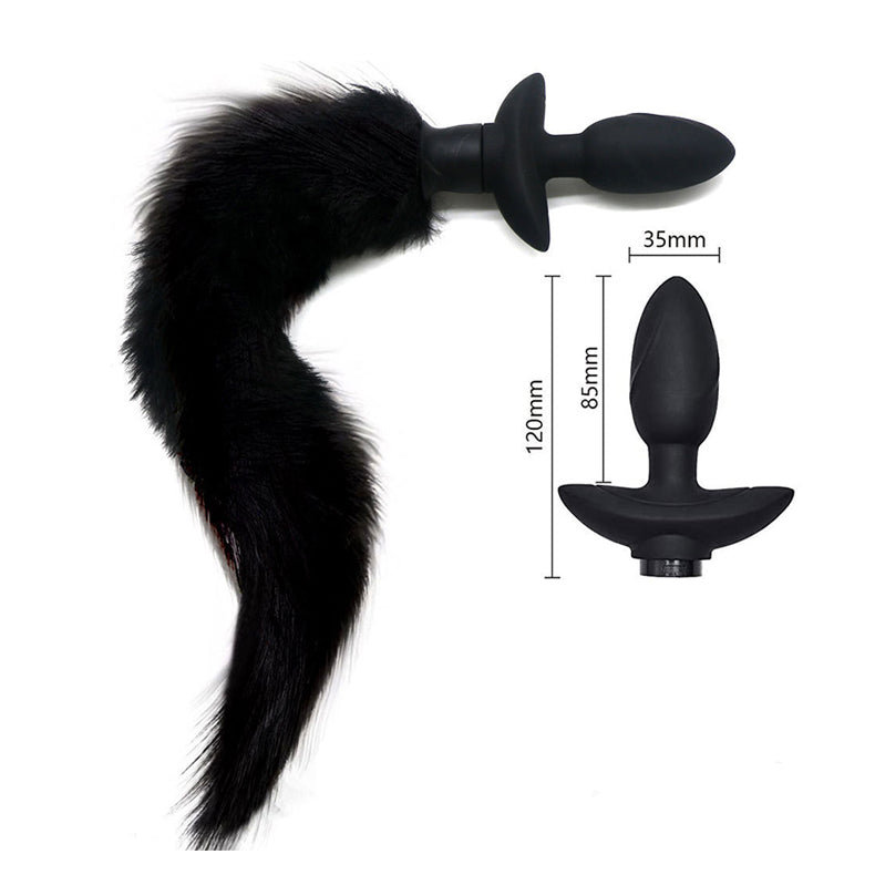 Fox Tail Anal Plug Vibrator SM Sex Toy butt plug size