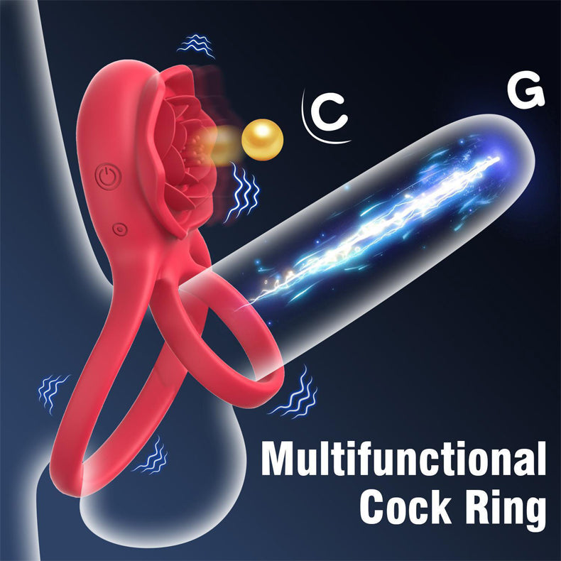 Youngwill Rose Penis Ring Wireless Remote Control Cock Ring for Couples