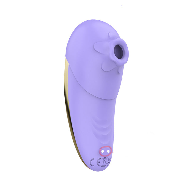 2-in-1 Sucking and Slapping Vibrator Piurple front right view