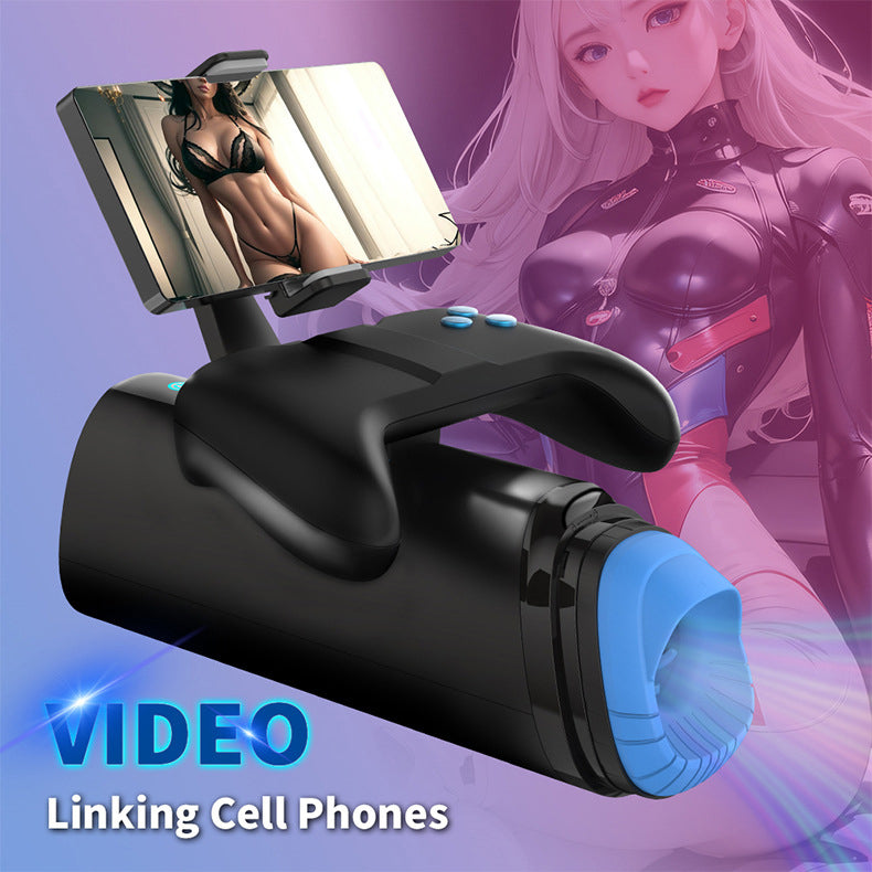 Electric Male Masturbator with Phone Holder-linking phone