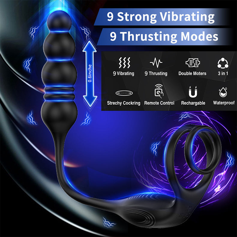 Spherical Vibrating Anal Plug with Penis Ring-function3