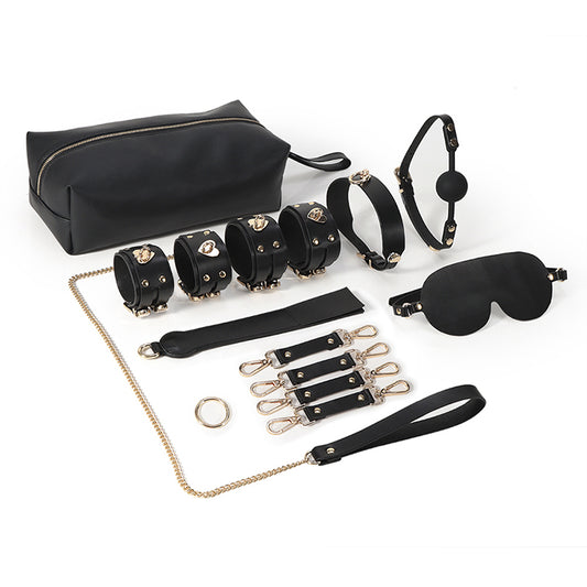 Youngwill Genuine Leather Bondage SM 9-piece Sex Toy Set