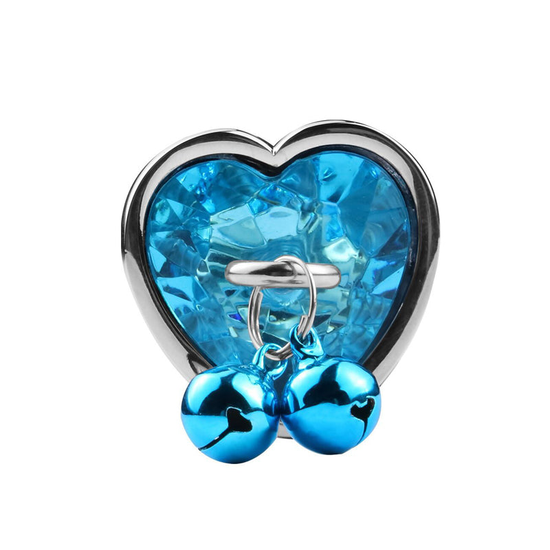 Metal Anal Plug With Crystal Jewelry Front view blue 2