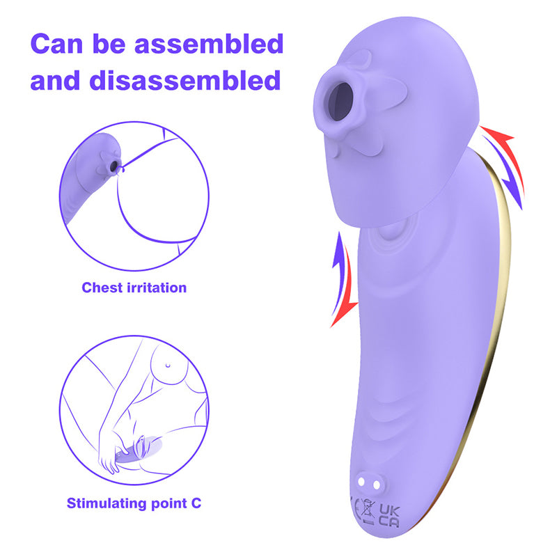 2-in-1 Sucking and Slapping Vibrator Detachable function display