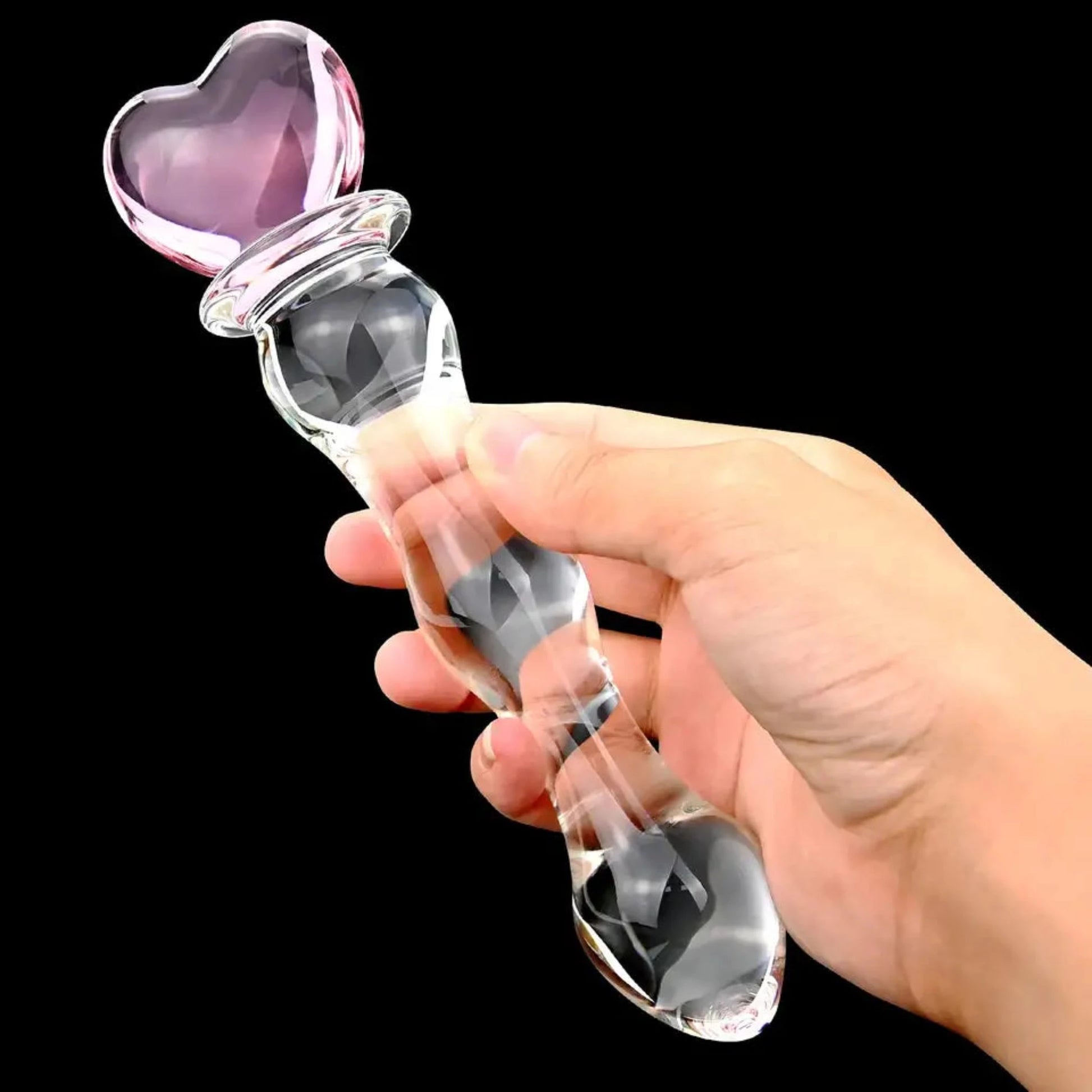 Youngwill Peach Heart Glass Crystal Beads Anal Butt Plug