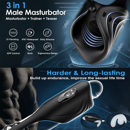 Youngwill APP Bluetooth Penis Ring Vibrator Penis Delay Trainer