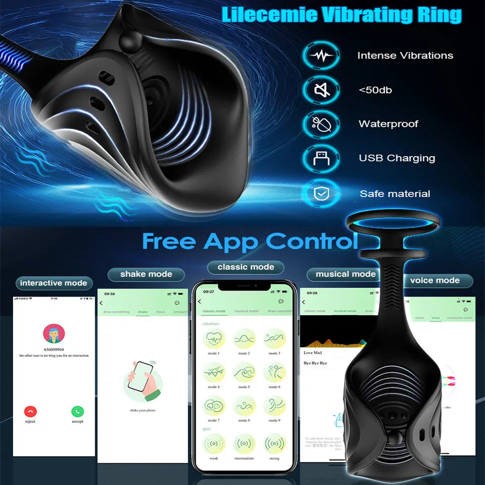 Youngwill APP Bluetooth Penis Ring Vibrator Penis Delay Trainer