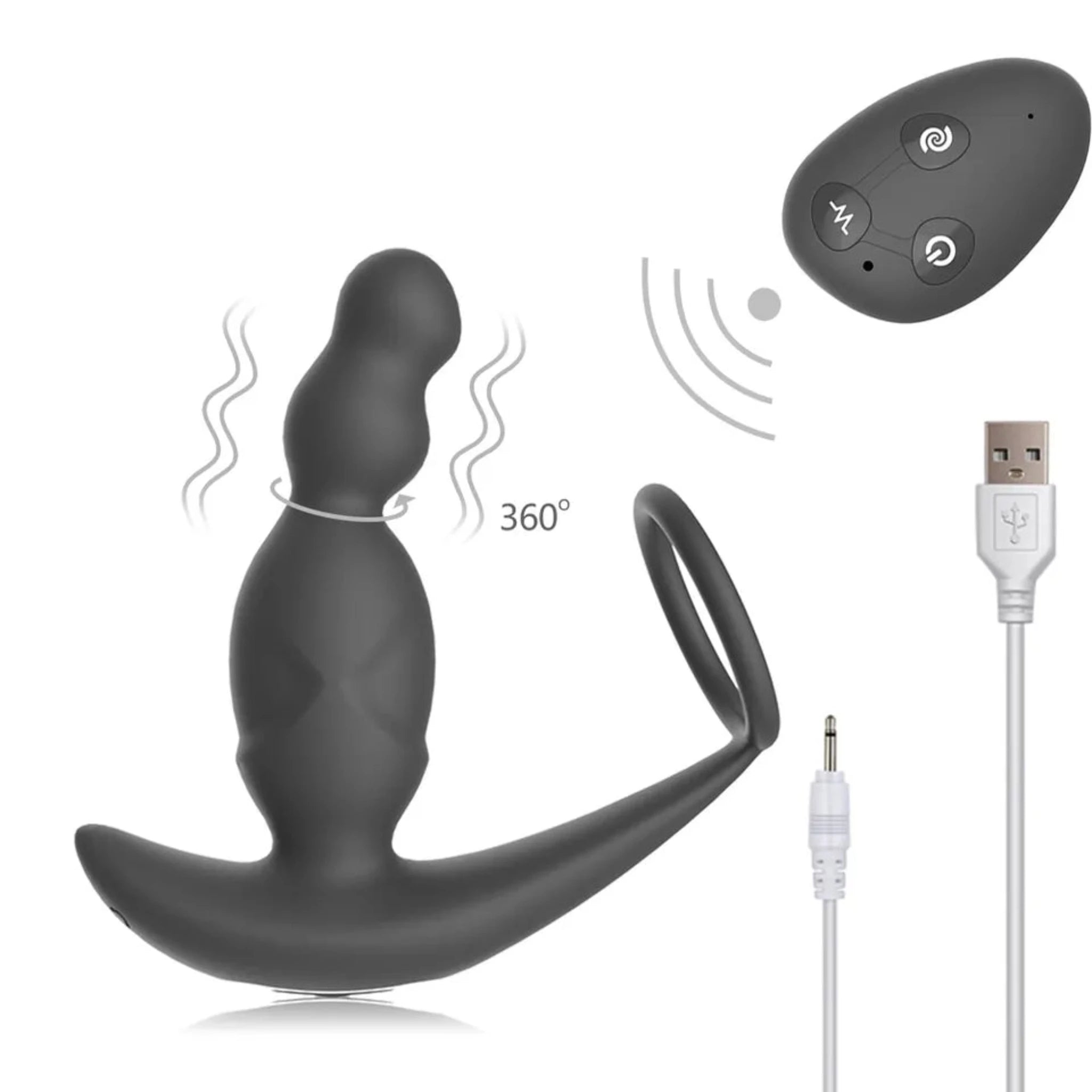 Youngwill APP Rotating Butt Plug Vibrators with Penis Ring