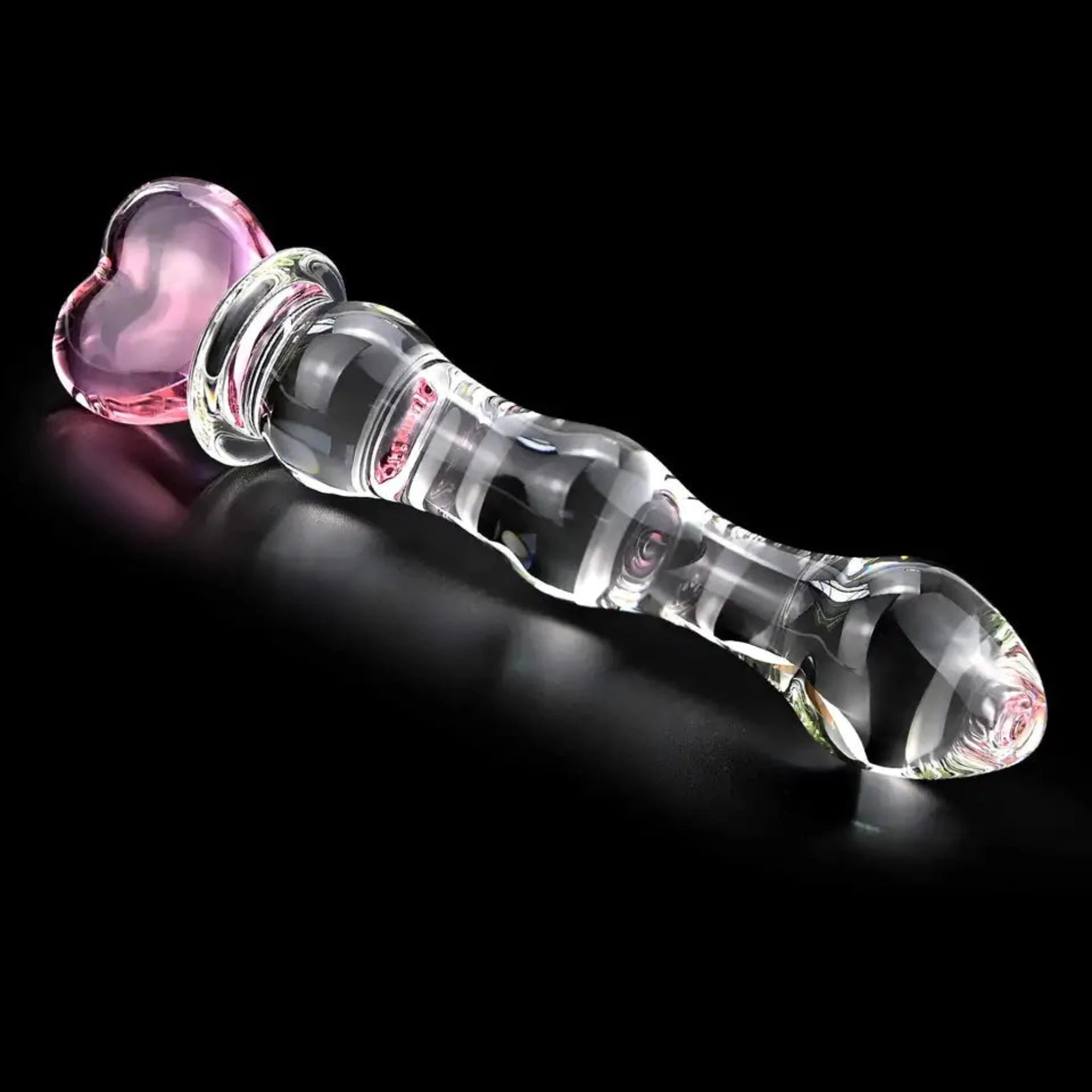 Youngwill Peach Heart Glass Crystal Beads Anal Butt Plug