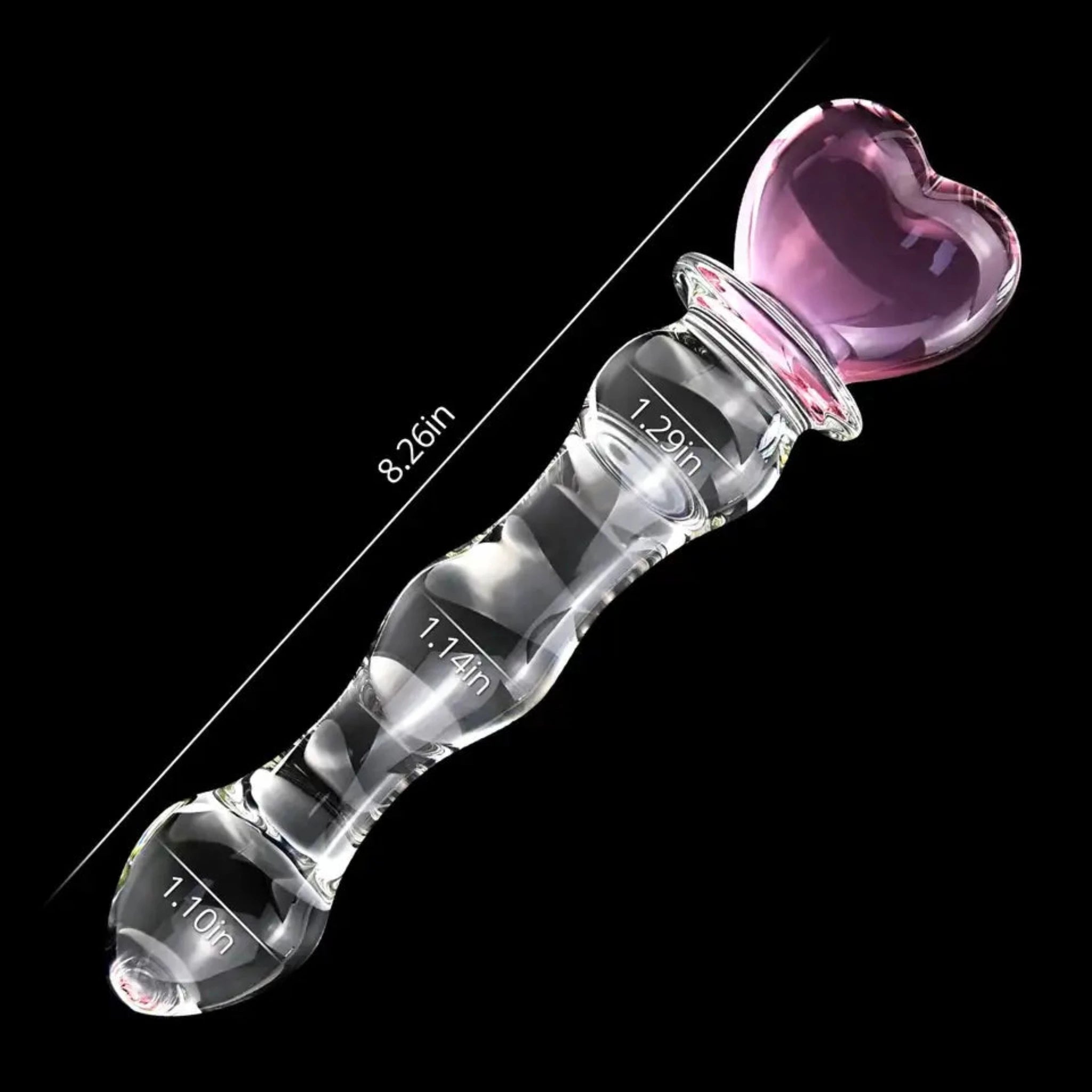 Youngwill Peach Heart Glass Crystal Beads Anal Butt Plug