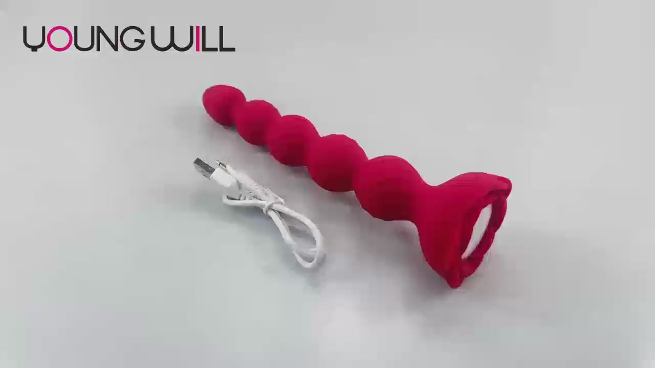 Youngwill-7.3 Inch Remote Control Rose Luminous Anal Beads